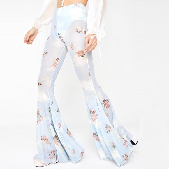 Dolls Kill Pants - Sugar Thrillz Celestial Sass Bell Bottoms
